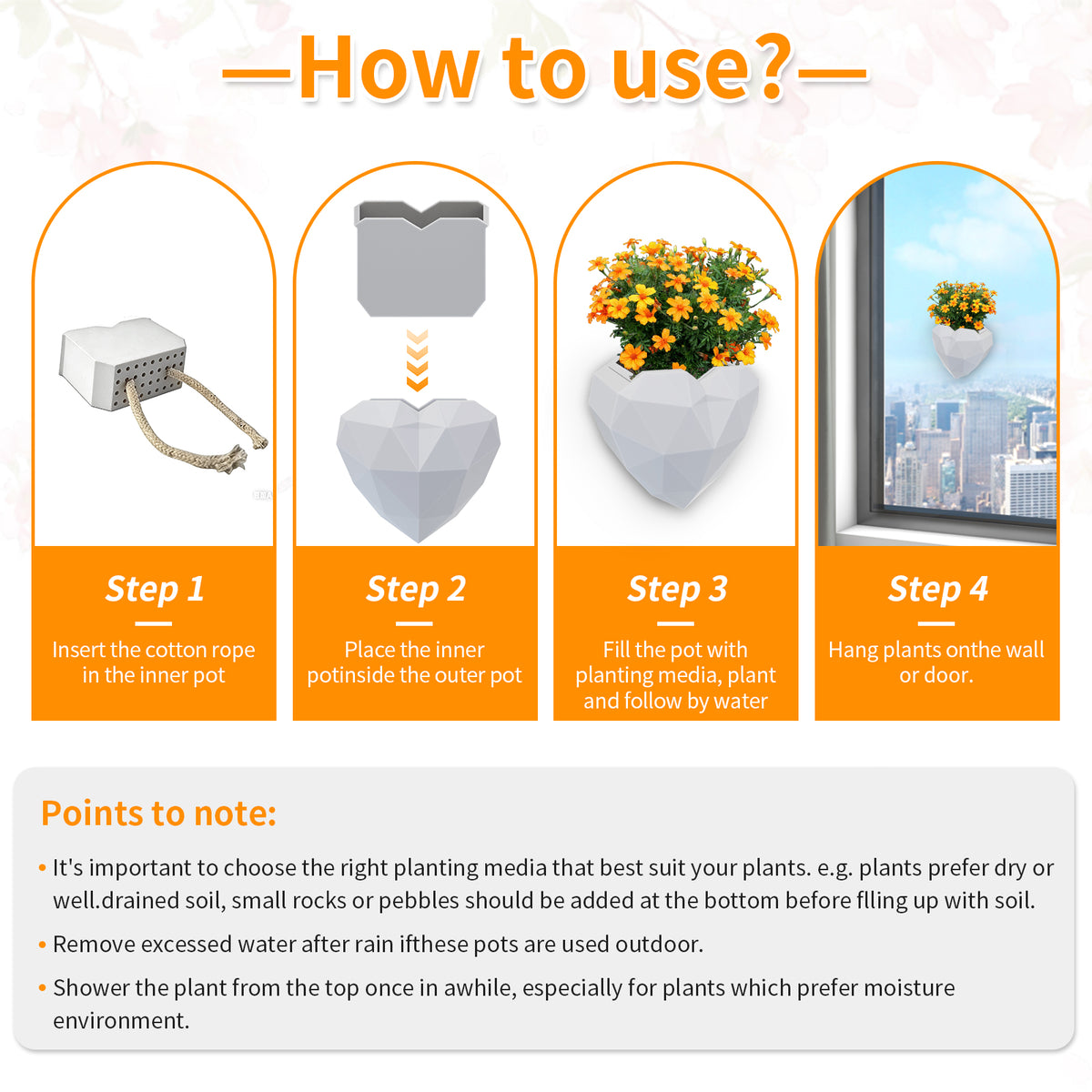Wall Mounted Planter - NO DRILLING,Houseplant Wall Display Ideas,3D Printed Wall Planter with Drainage Tray