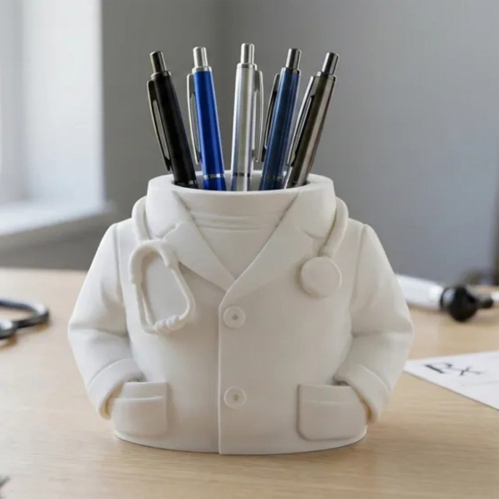 Doctor Pen Holder Desk Organizer - Lab Coat &amp; Stethoscope Desktop Doctor Pen Holder