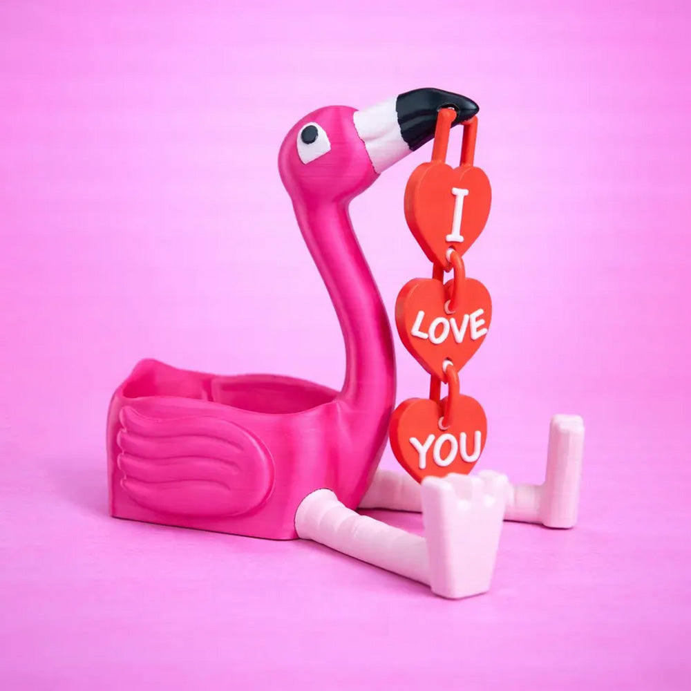 Romantic Flamingo Couple Figurine | Cute Love Decor Sculpture | Valentines Gift | Small Item Storage Container