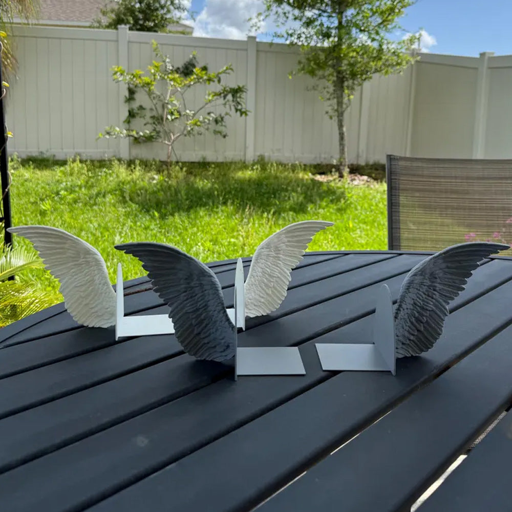 Angel Wings Bookends – 3D Printed Book Holder, Fantasy & Gothic Bookshelf Decor, Fae-Inspired Gift for Book Lovers