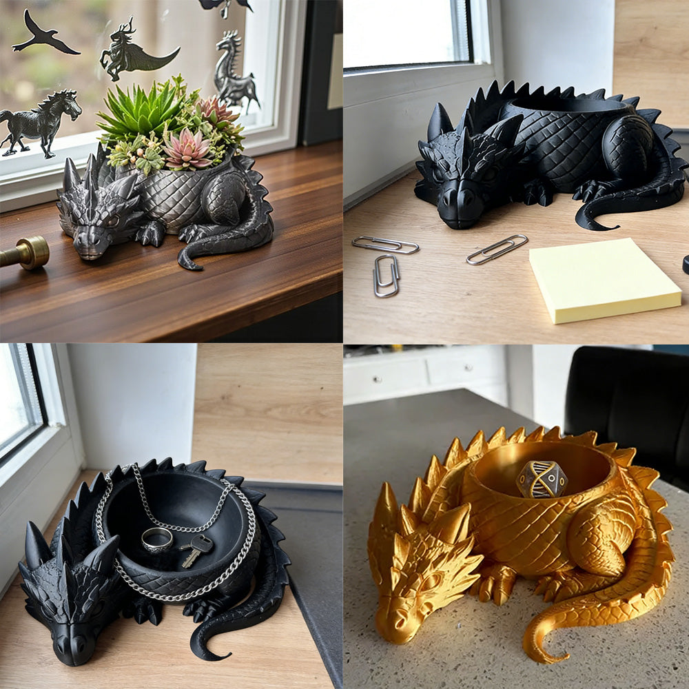 Sleeping Dragon Bowl, Fantasy Home Decor 3D Printed,Sleeping Dragon Flowerpot,Dragon Lover Gifts