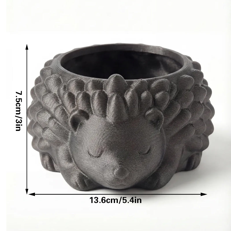 3D printed animal flower pots suitable for home and garden. Gray hedgehog single piece.