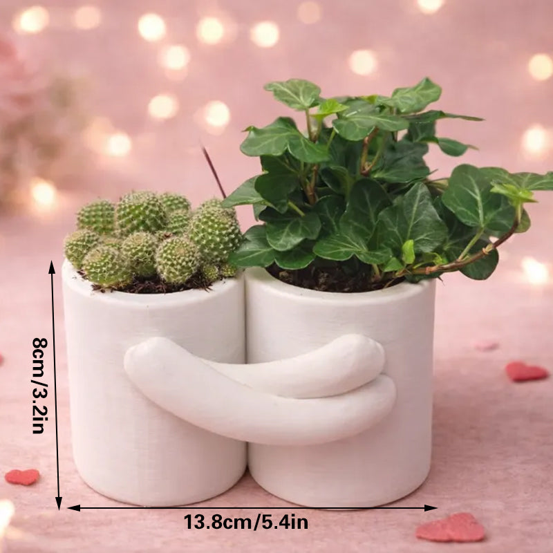 3D Printed Hug Flower Pot – Small Item, Big Heart (White)