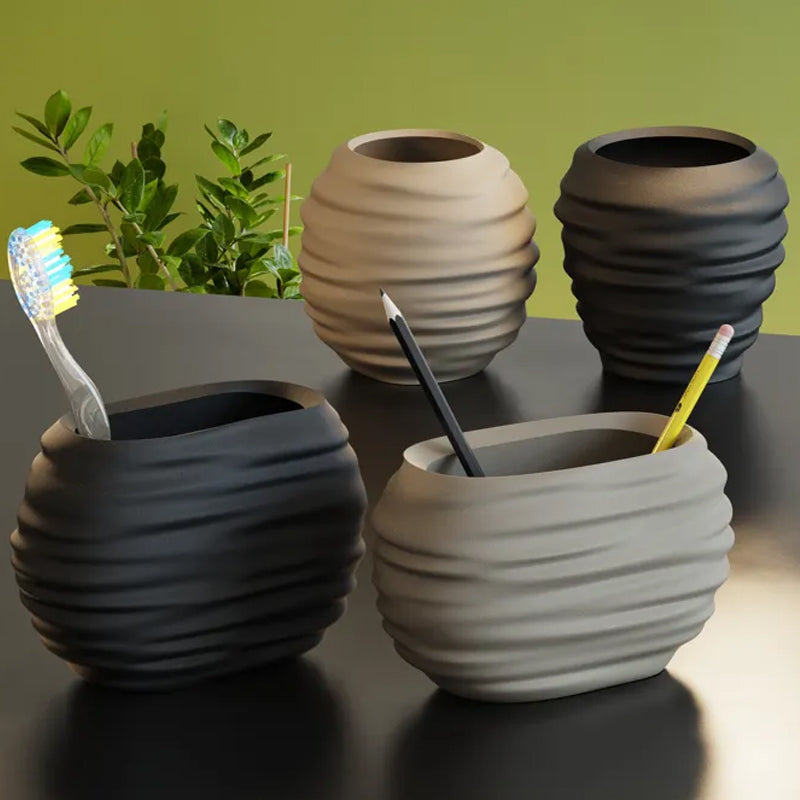 3D Printed Modern Pen Holder and Brush Cup - 
marble color