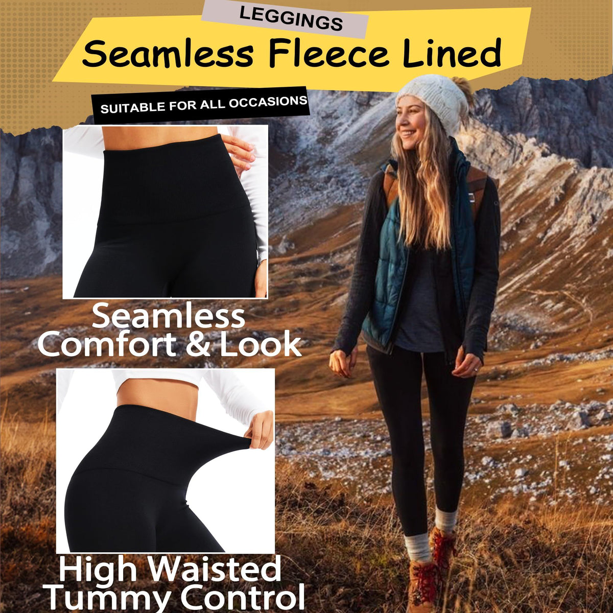 Women Lyocell High Waist Thermal Long Johns, Fleece Lined Slim Fit Base Layer Pants, Stretchy Warm Inner Thermal Leggings for Autumn Winter