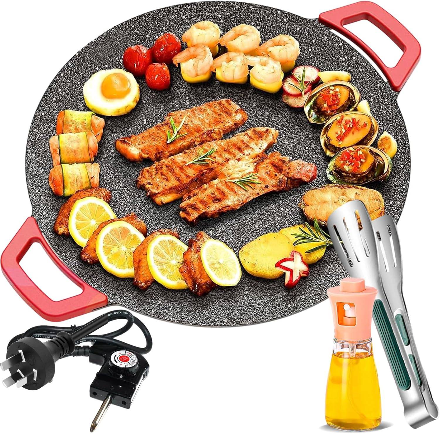 Smokeless Indoor Electric Grill & Nonstick Griddle – Compact, Fast-Heating Tabletop Grill for Steaks, Burgers, Pancakes, BBQ, and Everyday Indoor Cooking