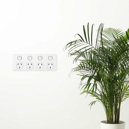 Clipsal Power Point Flush Mount Standard 4 Gang 10A 250V 2 Pole Horizontal White | C2015D4WE