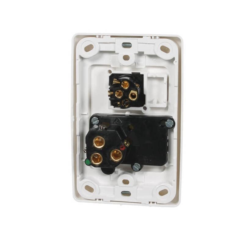 2000 Series 250V 10A Vertical Mount Single Switch Socket Outlet with Removable Extra Switch, White