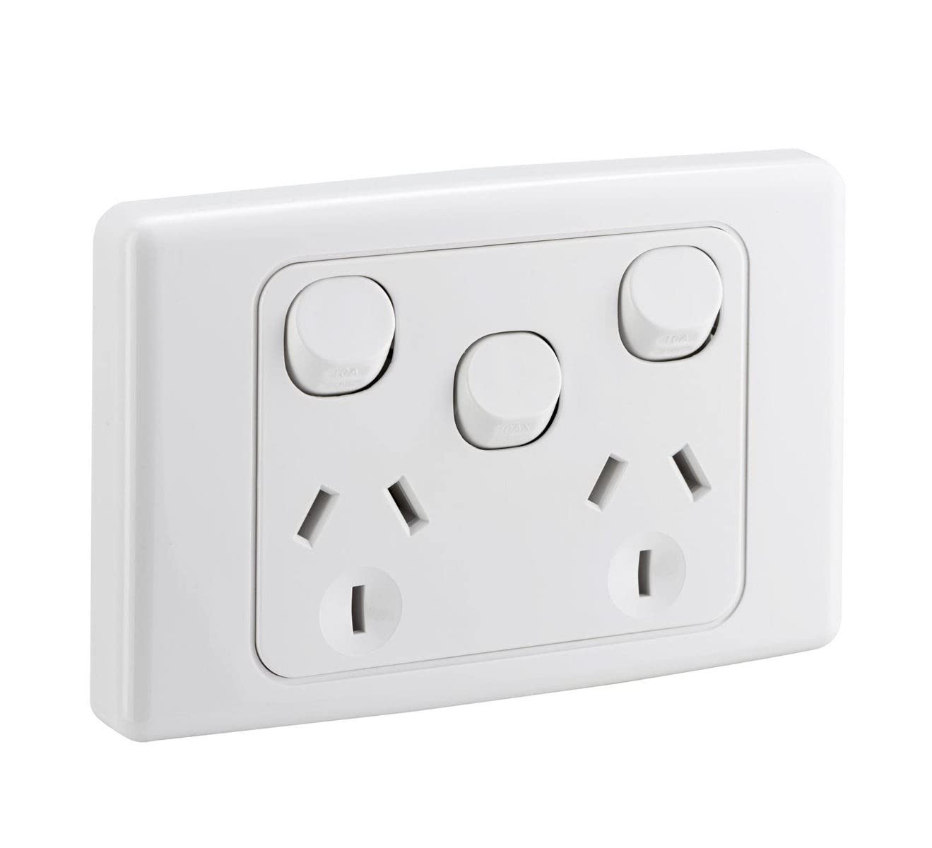 2000 Series 10A 250V Twin Switch Socket Outlet with Removable Extra Switch