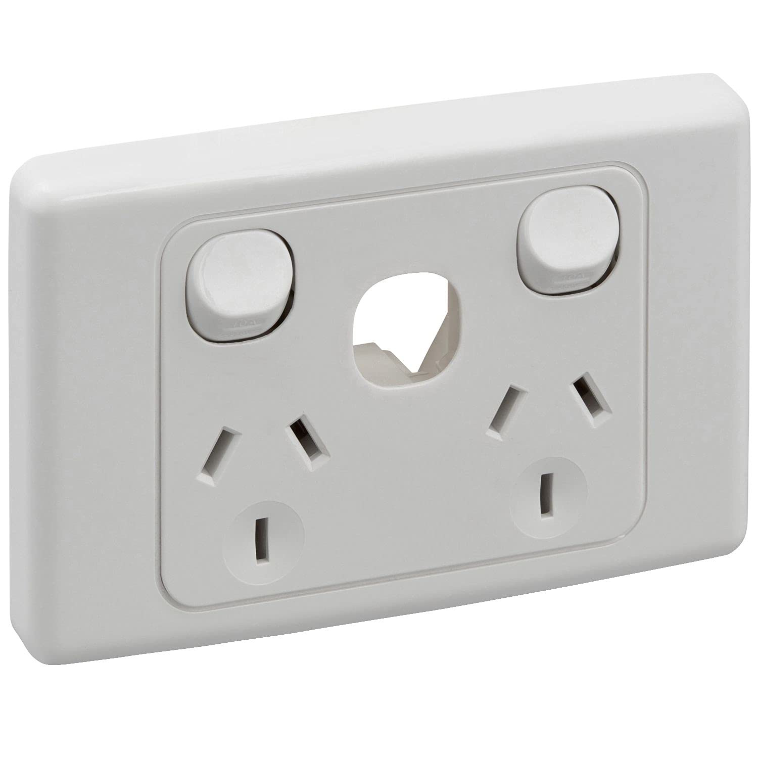 2000 Series Twin Switched Socket, White Electric