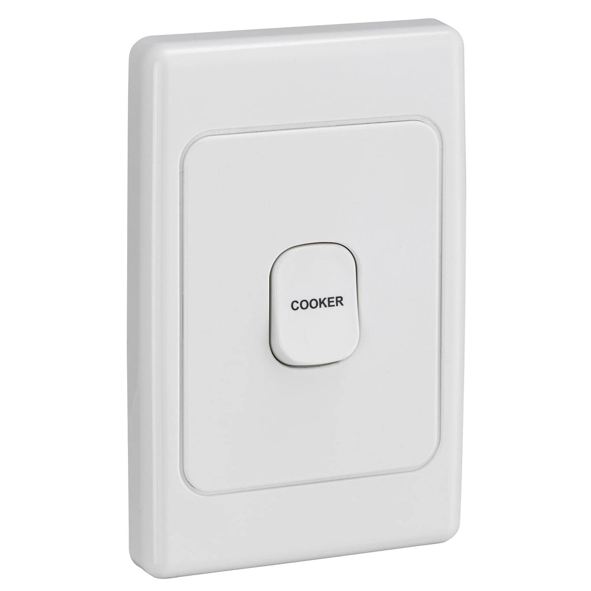2000 Series 250V 45A 1 Gang Single Pole Vertical Marked Cooker Switch, White Electric