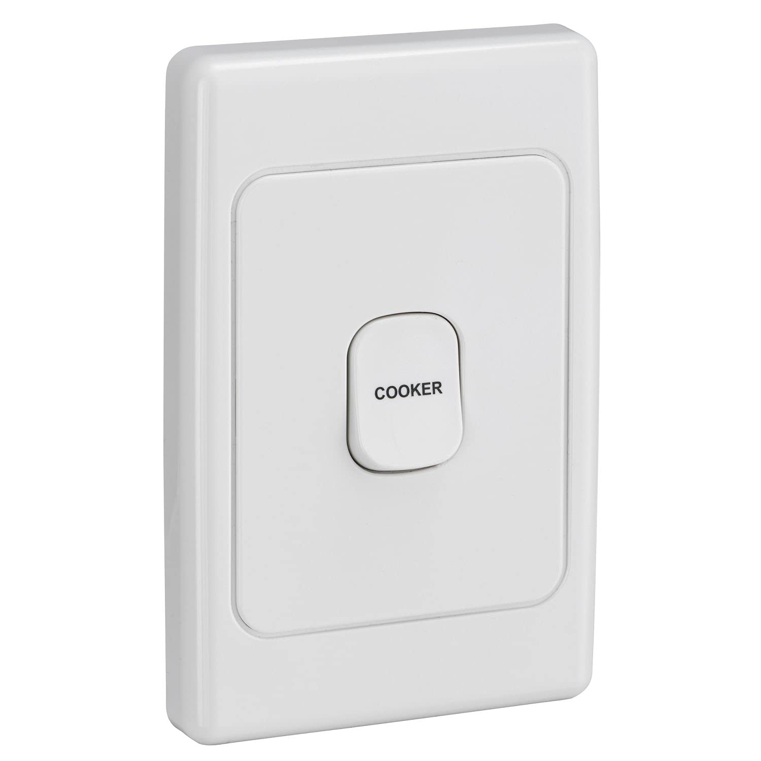 2000 Series 250V 45A 1 Gang Single Pole Vertical Marked Cooker Switch, White Electric