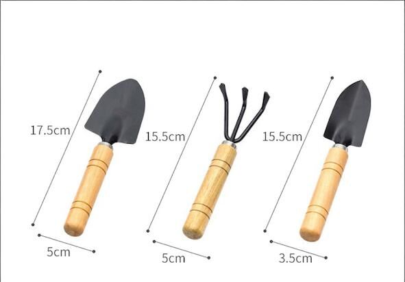 3-Piece Mini Garden Tool Set – Wooden Handle Trowel, Transplanter & Cultivator for Indoor Plants, Potted Succulents & Outdoor Gardening