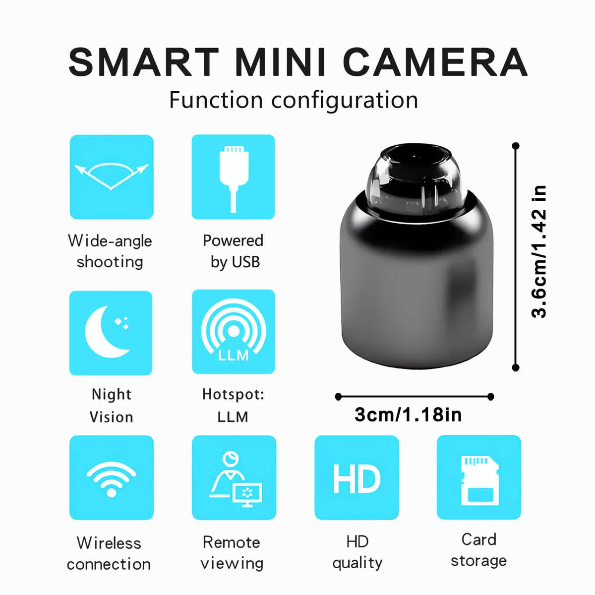 Wireless Surveillance Camera X5 6pcs – 2.4GHz WiFi, night vision, HD, 360 rotation, black. Home/office use, modern design, durable. Wireless, flexible installation, reliable monitoring. Clear imaging, all-around coverage for smart safeguarding