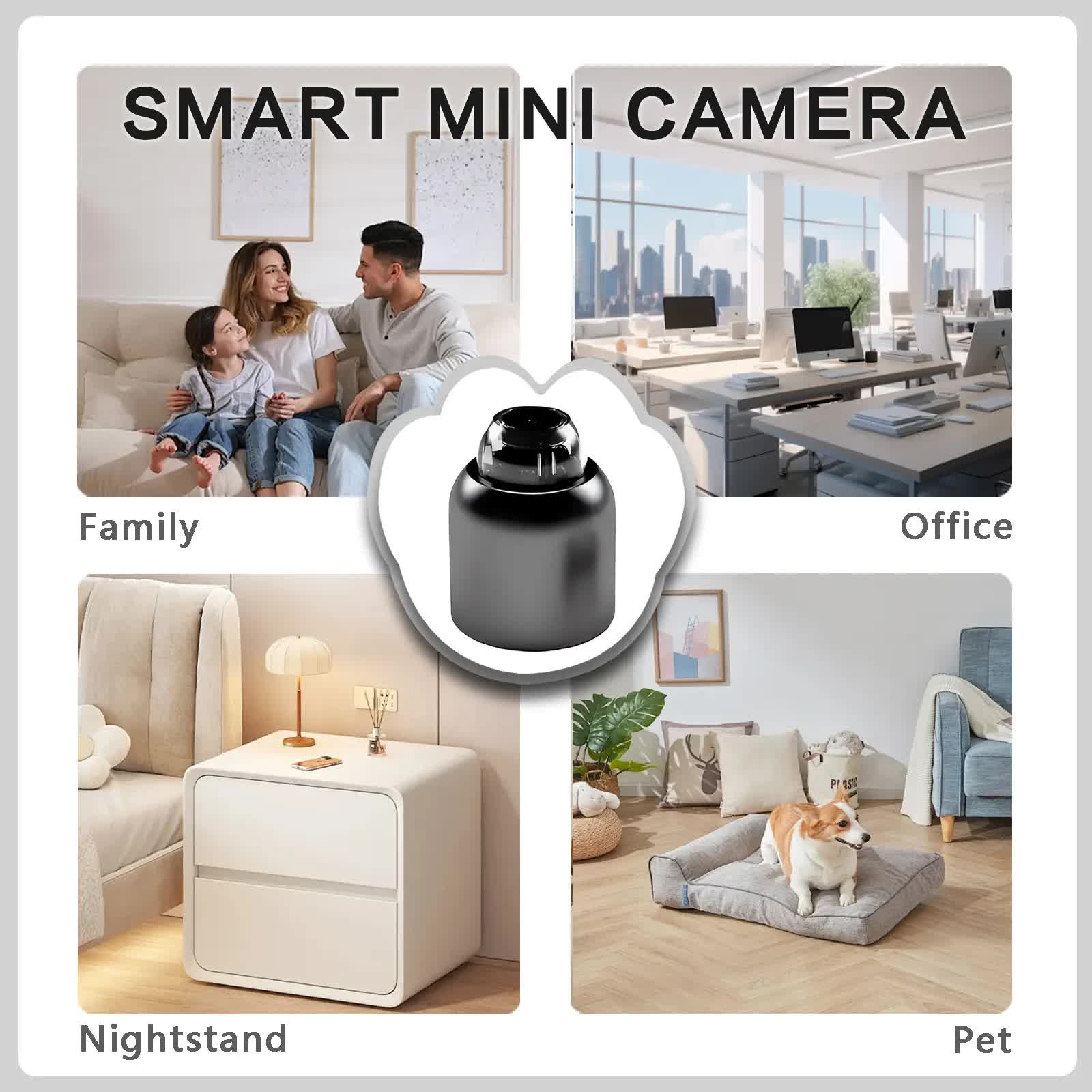 3pcs Mini Wireless Surveillance Camera with 2.4G WiFi, HD 1080P, Supports 64GB Cards, Night Vision, Audio, USB Power, Remote View, Wide-angle, Easy To Carry, for Home, Pet, Bedroom, Black Fridays.（Optional monitoring card set）