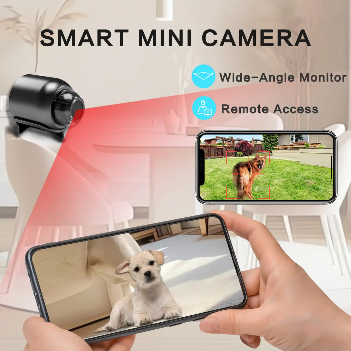 3pcs Mini Wireless Surveillance Camera with 2.4G WiFi, HD 1080P, Supports 64GB Cards, Night Vision, Audio, USB Power, Remote View, Wide-angle, Easy To Carry, for Home, Pet, Bedroom, Black Fridays.（Optional monitoring card set）