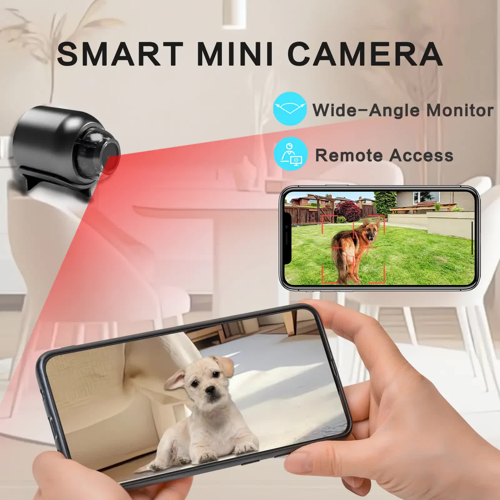 3pcs Mini Wireless Surveillance Camera with 2.4G WiFi, HD 1080P, Supports 64GB Cards, Night Vision, Audio, USB Power, Remote View, Wide-angle, Easy To Carry, for Home, Pet, Bedroom, Black Fridays.（Optional monitoring card set）