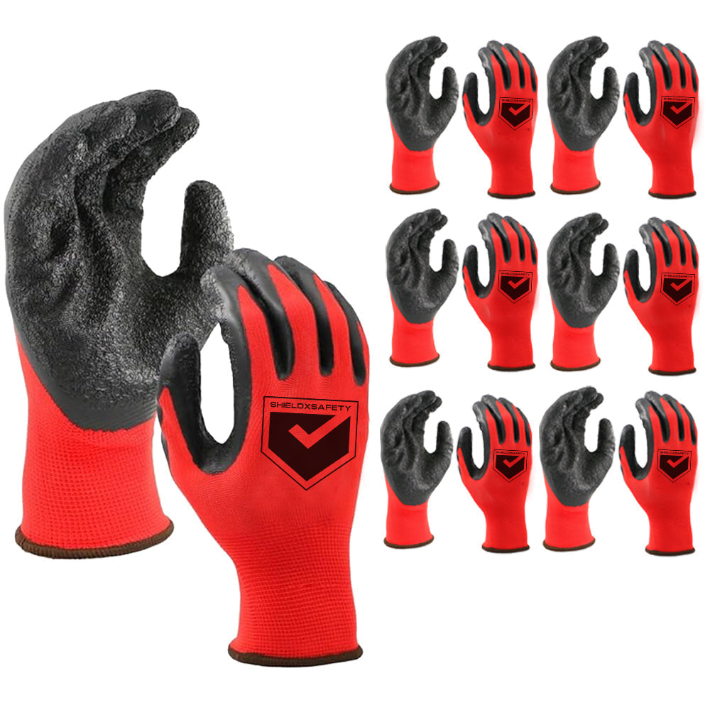 12Pcs Work Gloves Latex Coated General Purpose Hand Protection Garden Mechanic-Large