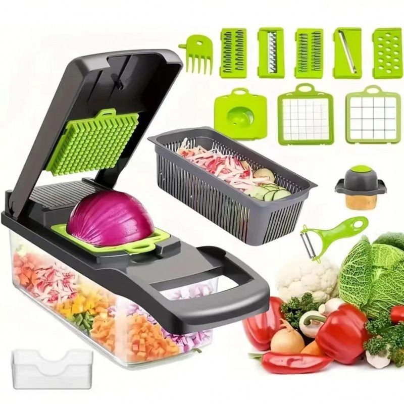 14-in-1 Vegetable Chopper (11 Blades+Spoon-shaped Tool)