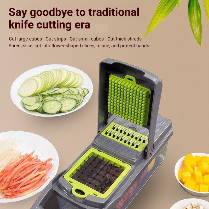 14-in-1 Vegetable Chopper (3 Blades+Square Tool)