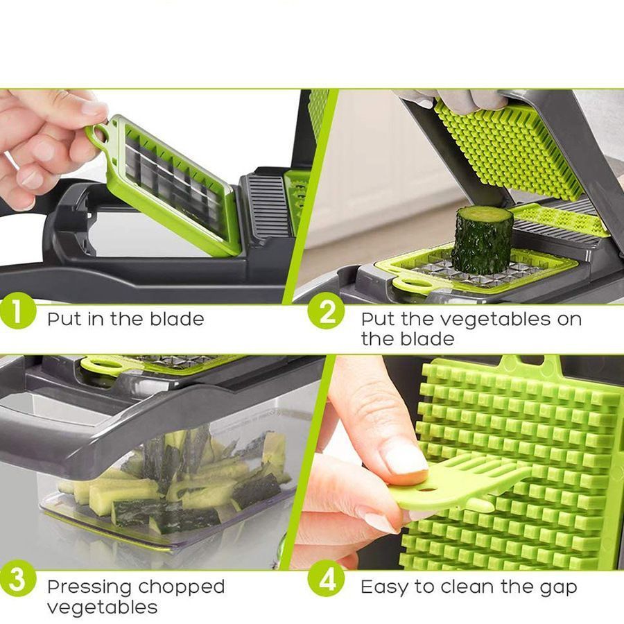 14-in-1 Vegetable Chopper (3 Blades+Square Tool)