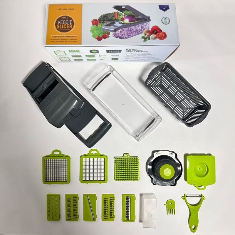 16-in-1 Vegetable Chopper (11 Blades+Square Tool)