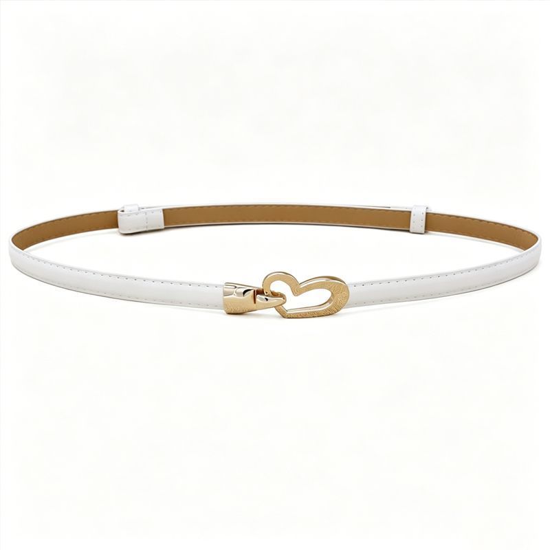 2-Pack Black Adjustable Skinny Belt with Heart Buckle