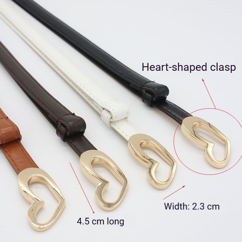 2-Pack White Adjustable Skinny Belt with Heart Buckle