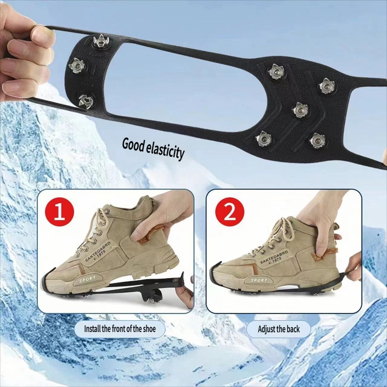 8-toothed crampon anti-slip shoe covers-Size30to40