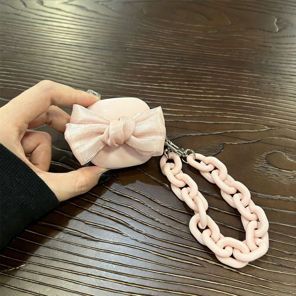 Bow Brown Bear [Beige Shell] + Beige Bear Chain AirPods 2