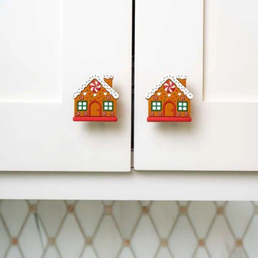 Christmas decorations-Candy door handle 14cm pair