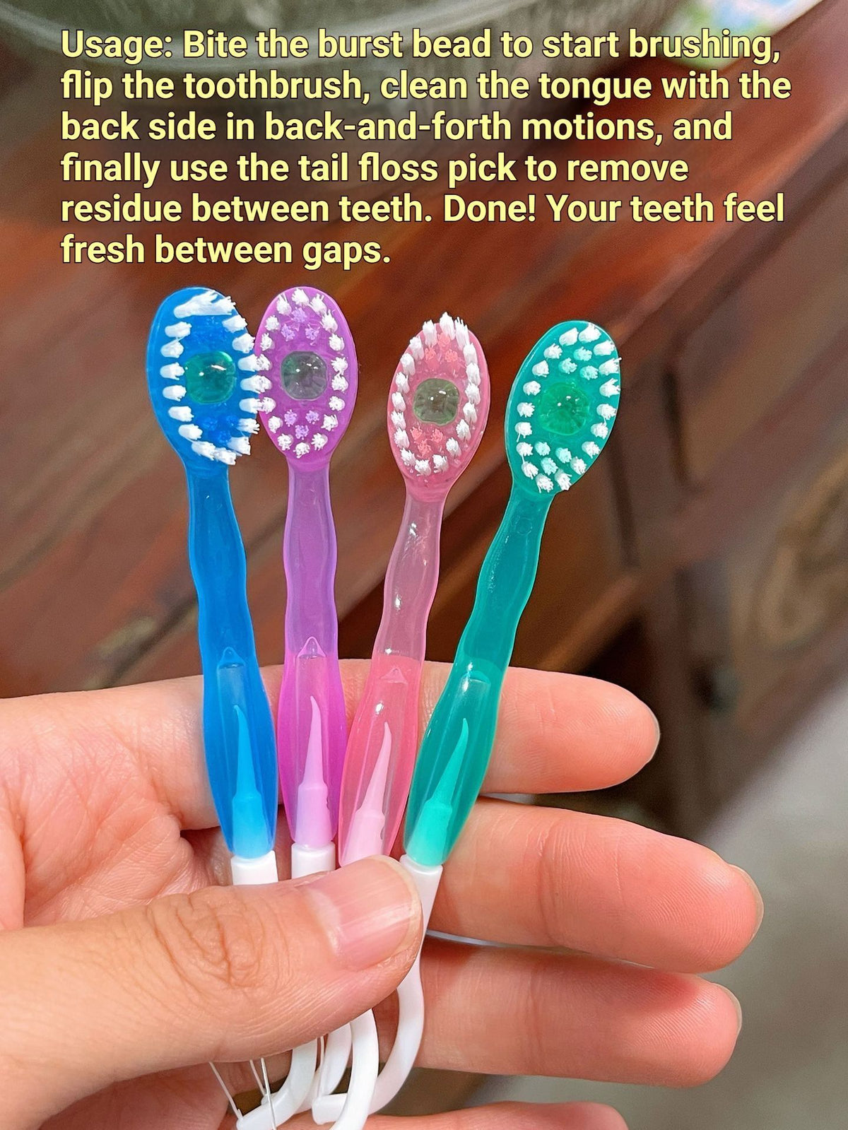 Disposable 3-in-1 Soft Toothbrush with Burst Bead