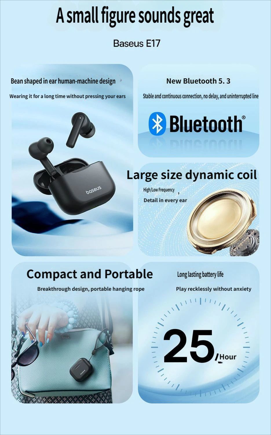Baseus E17 Bluetooth headset-White