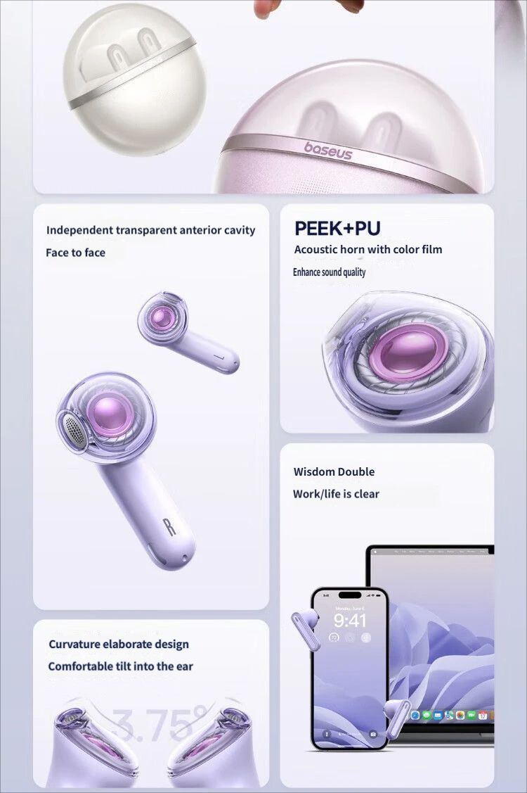 Baseus E5 Bluetooth headset-Pink