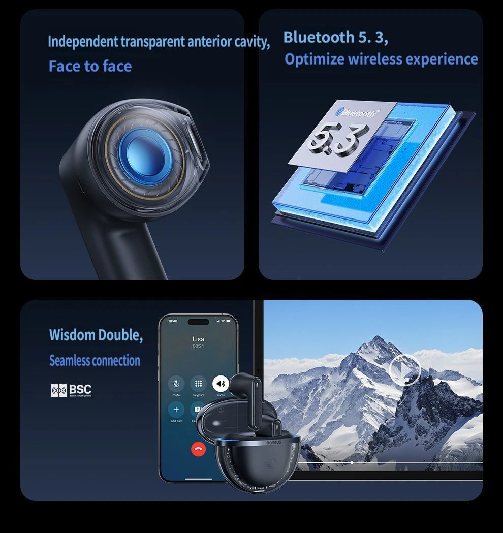 Baseus E5x Bluetooth headset-Black