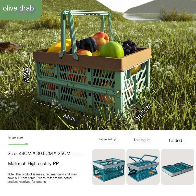 Folding picnic basket-Green with Brown