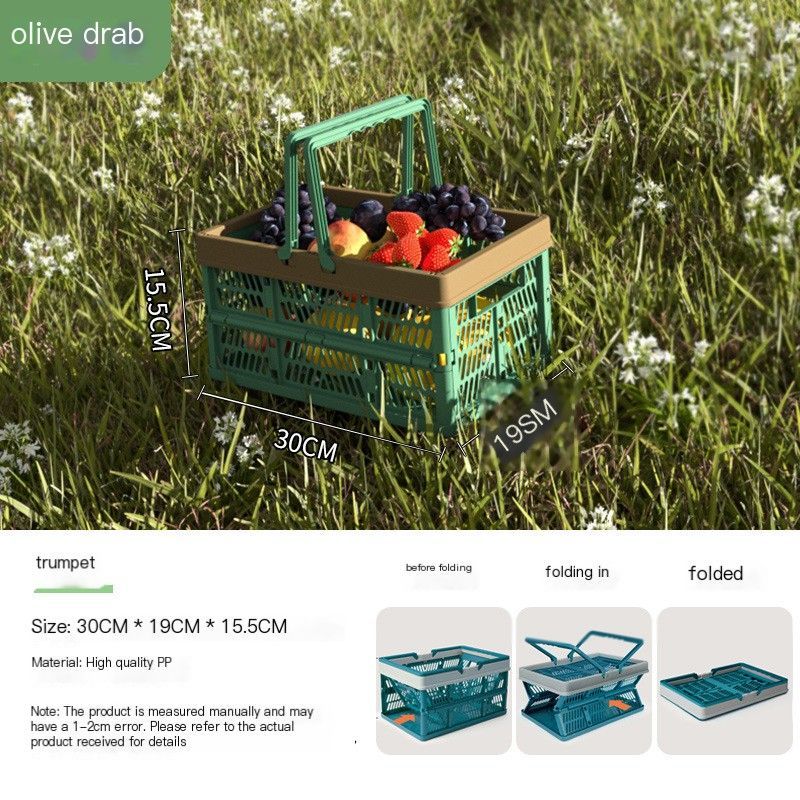 Folding picnic basket-Green with Brown