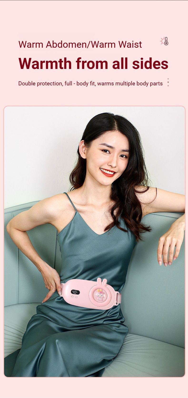 Heated Period Relief Waist Belt Pink Cute Baby