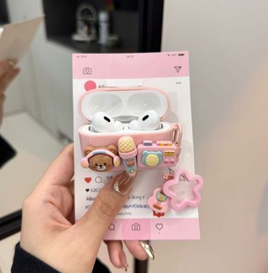 Music Bear Bluetooth Earphone Case + pendant AirPods 4