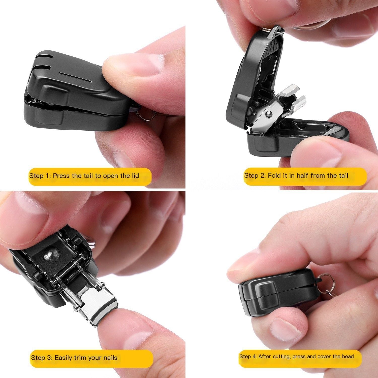 So he carried folding nail clippers-Black Mini cat