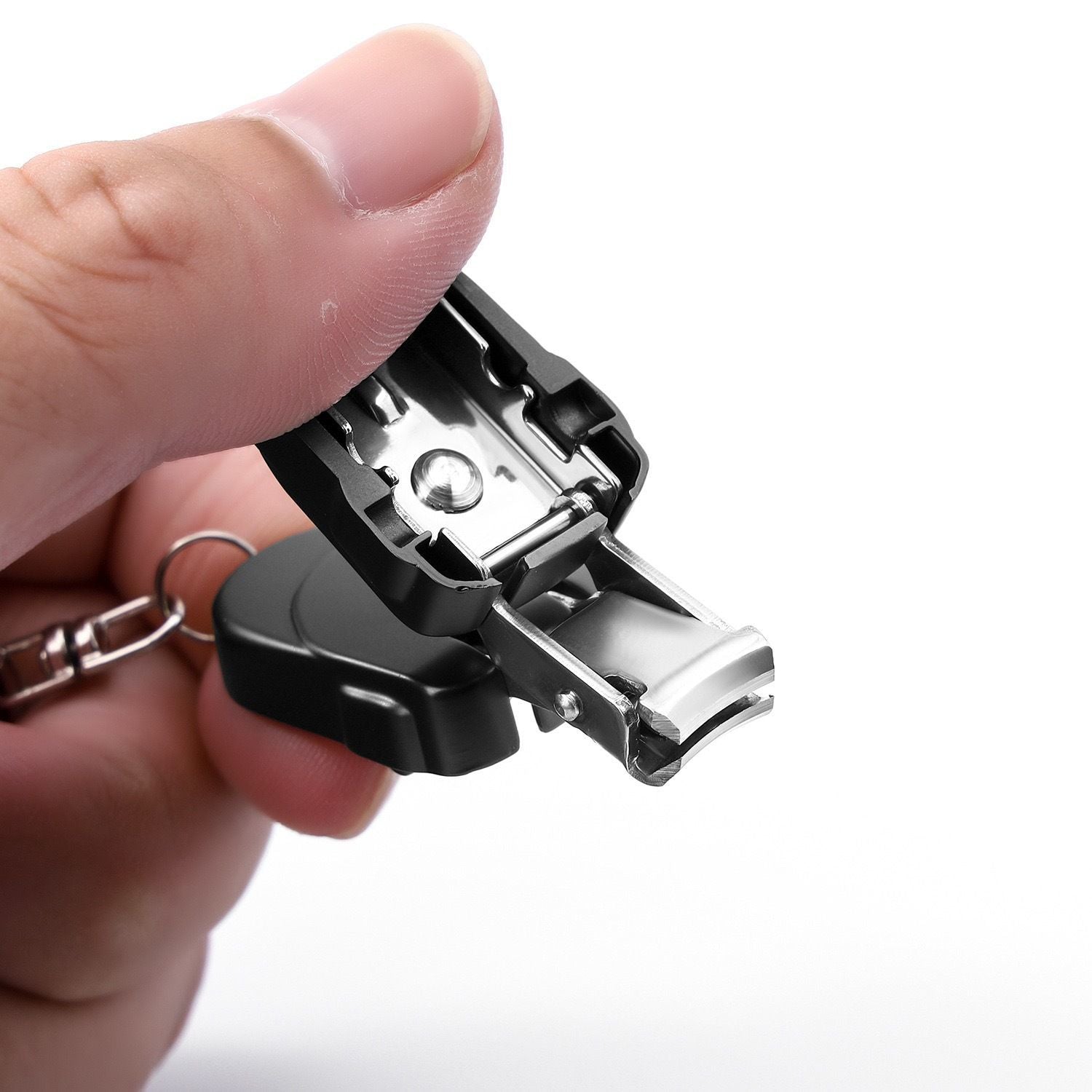 So he carried folding nail clippers-Black Mini cat and Keychain