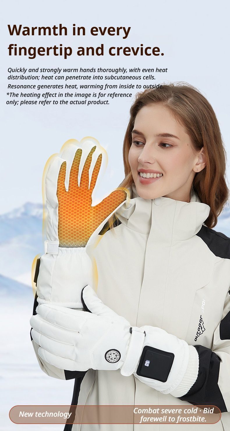 Outdoor Smart Heated Winter Gloves White