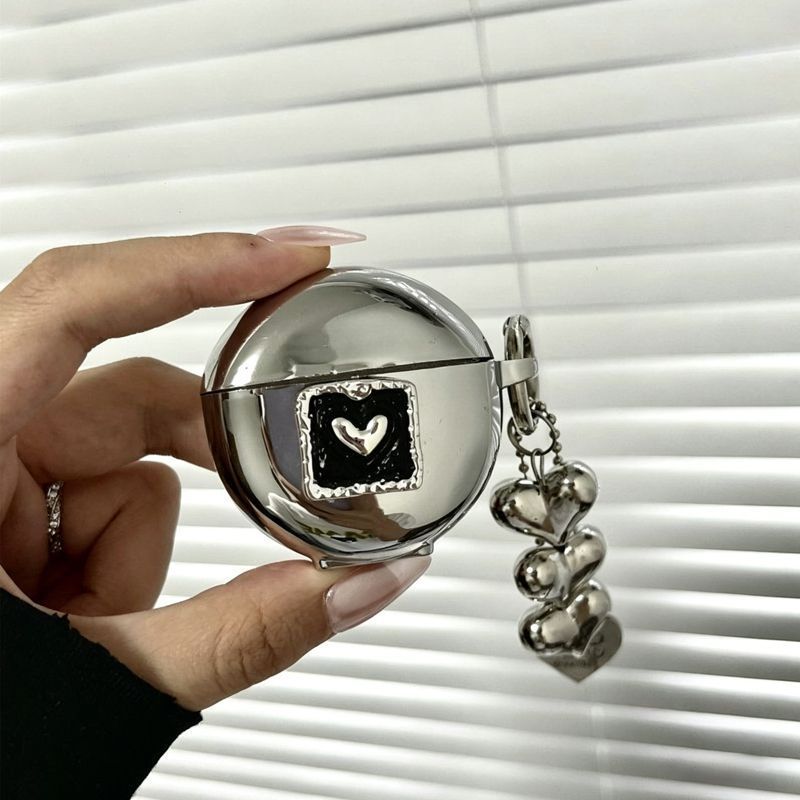 Pink Double Heart Electroplated Case + 3 Heart Charms Apple AirPods 2