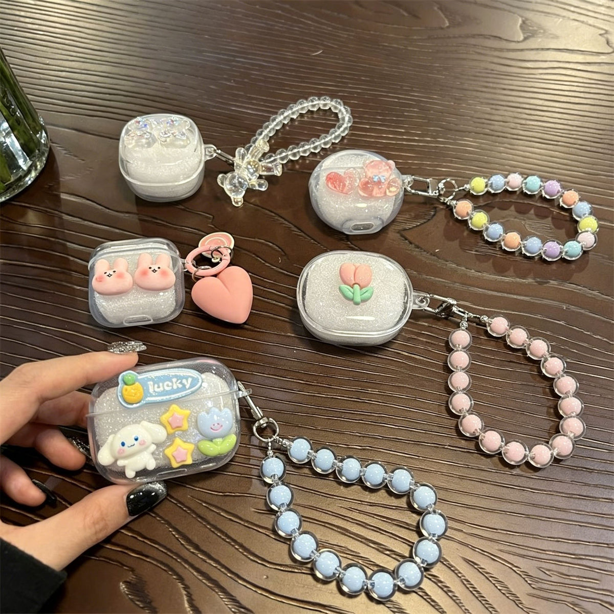 Rabbit Clear Case + Pink Heart Keychain
