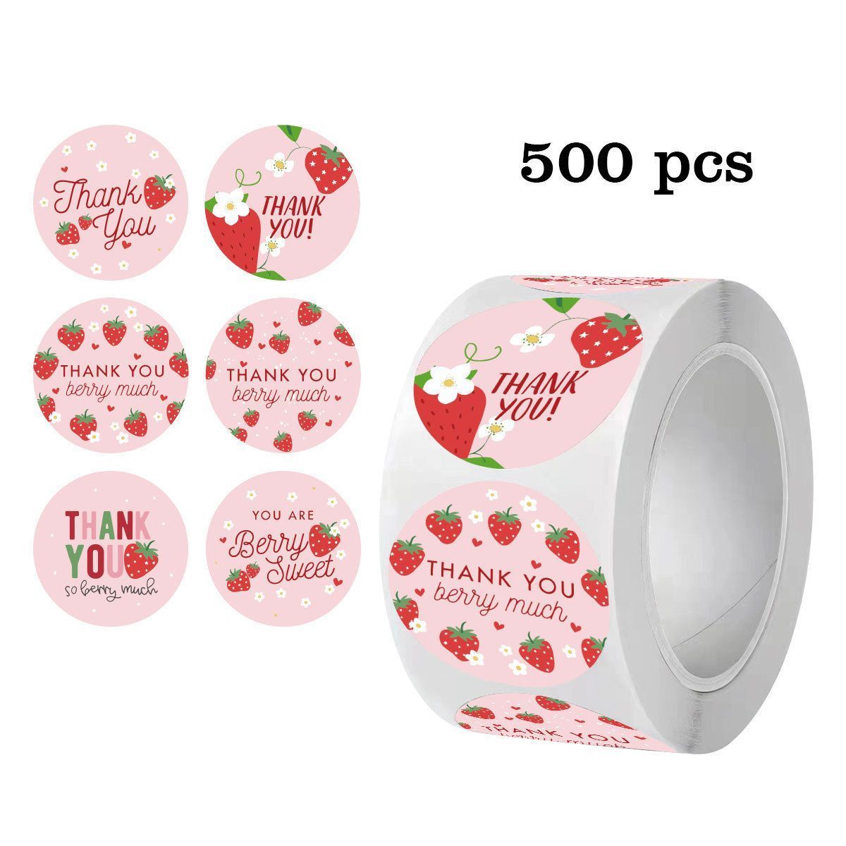 Strawberry Thank You Stickers 38mm 1 and a half inch