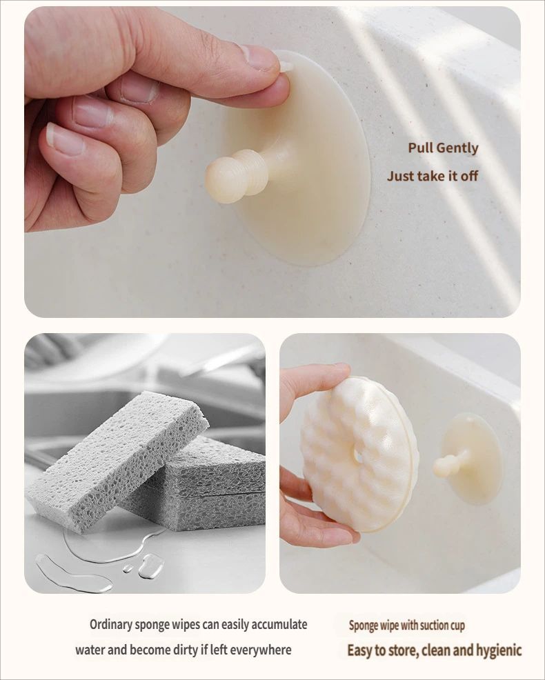 SuctionCupSpongeDishCloth-White