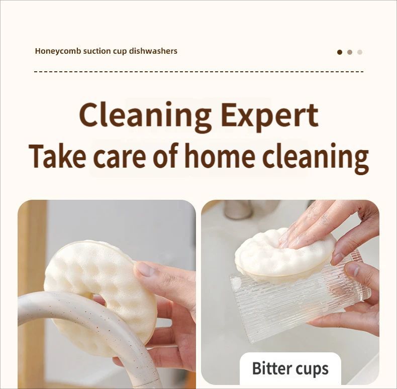 SuctionCupSpongeDishCloth-White