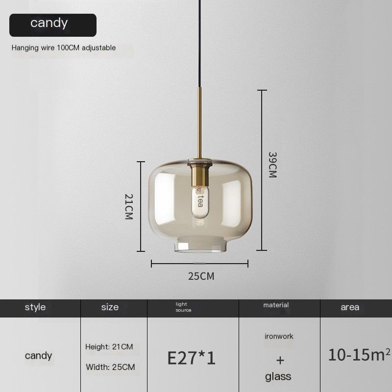 Transparent Peach Pendant Light for Dining Room - 4W Light Source