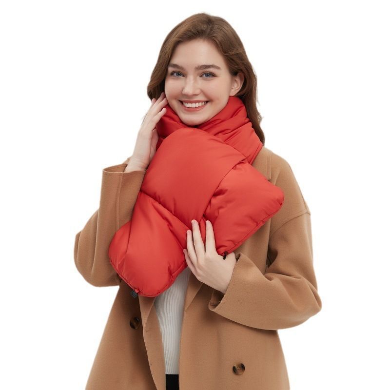 USB Heated White Duck Down Neck Warmer Black