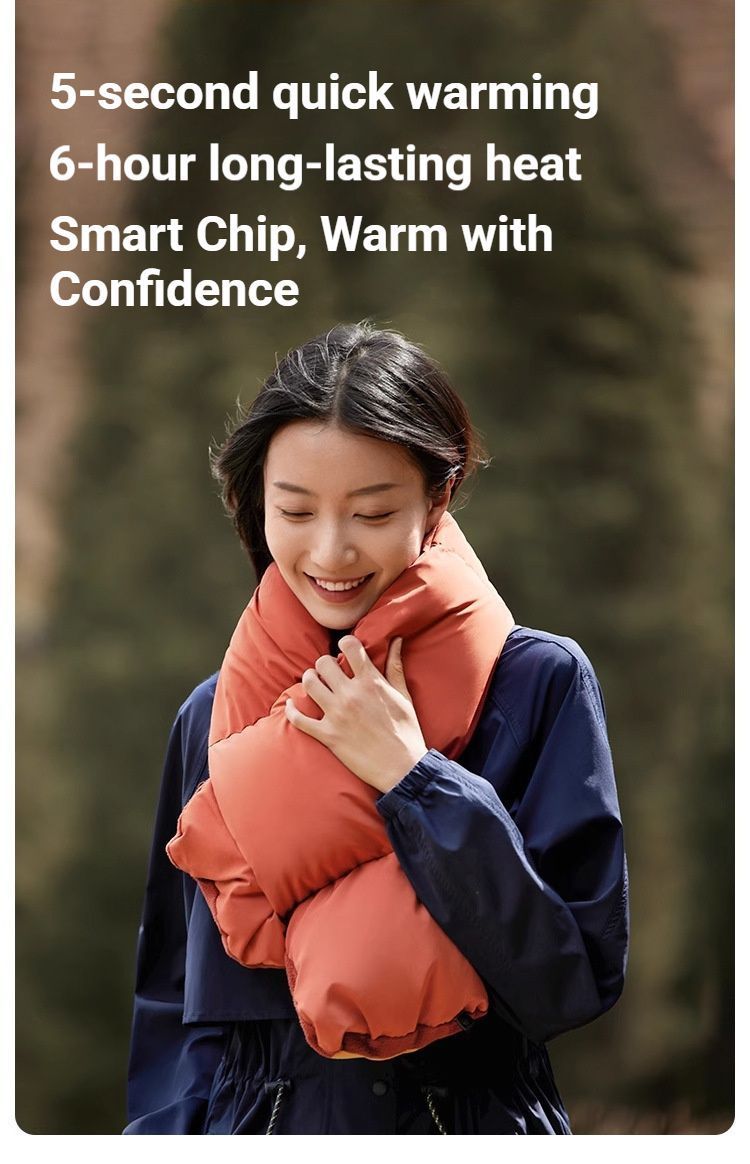USB Heated White Duck Down Neck Warmer Black